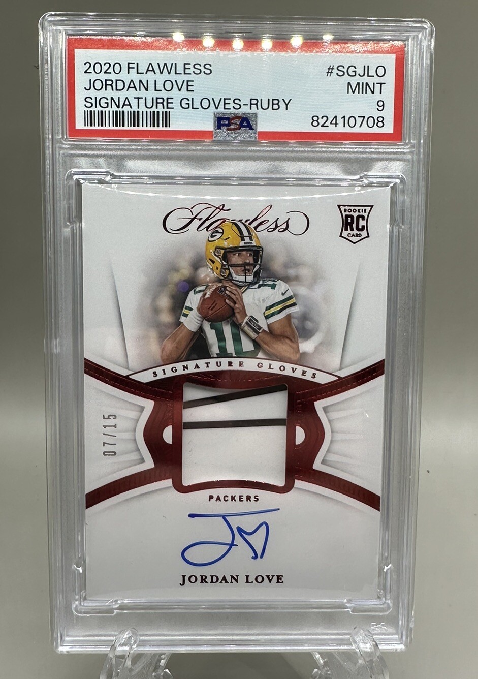 Jordan Love Panini Flawless Signature Gloves #SGJLO Ruby