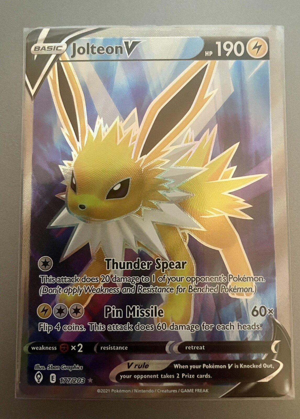 Jolteon V 177/203 SWSH Evolving Skies Full Art Ultra Rare Holo Pokémon 2021 NM
