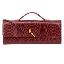 Elegant Evening Clutch Purse for Women Structured Crocodile PU Leather Hand...