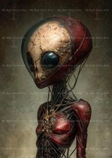 SURREAL ALIEN ART PRINT, Fantasy Dark Gothic Poster, Sci-Fi Horror Home Decor