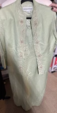 Y2K Jessica Howard Light Green Dress Suit Set 3/4 Sleeve Jacket Formal Career 14