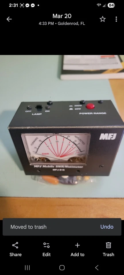 Medidor de vatios SWR móvil MFJ 818 Foto 2 de 3