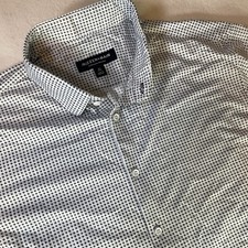 Mizzen Main Shirt Mens XL Trim Fit White Blue Check Short Sleeve Button Down