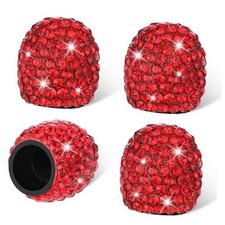 4 Pcs Red Tire Valve Caps Bling Crystal Tire Valve Stem Caps Handmade
