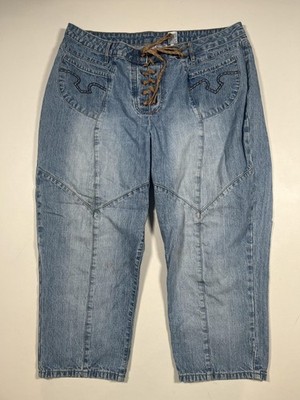 Carolina Blues Jeans Womens 20W Blue Lace Up Capri Plus Size High Rise Denim