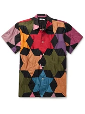 BODE - Rainbow Star Quilt Patchwork Cotton Shirt - Black / Large