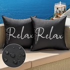 Outdoor Waterproof Throw Pillow Covers Set of 2 16" x 16" (Pack of 2) Black