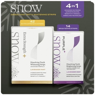NIB SNOW Dissolving Teeth Whitening Strips Extra Strength/Brightening Treatment