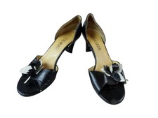 Peter Kaiser Damen Pumps Gr 40 | UK 6,5 Schwarz Leder Peep Toe High Heel (21603)