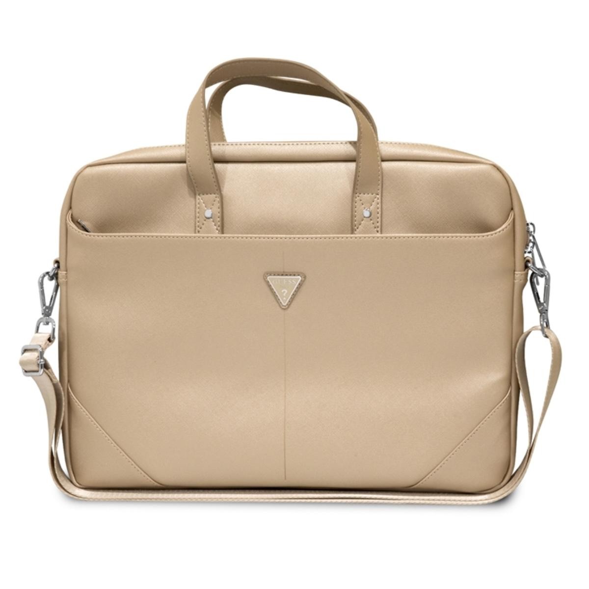 Sacoche ordinateur 16 pouces Guess beige housse de protection tablette Saffiano