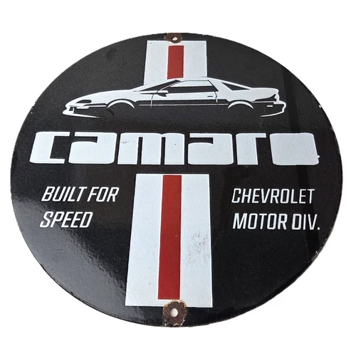 Vintage Chevrolet Sign - Camaro Speed Automobile Motors Gas Pump Porcelain Sign