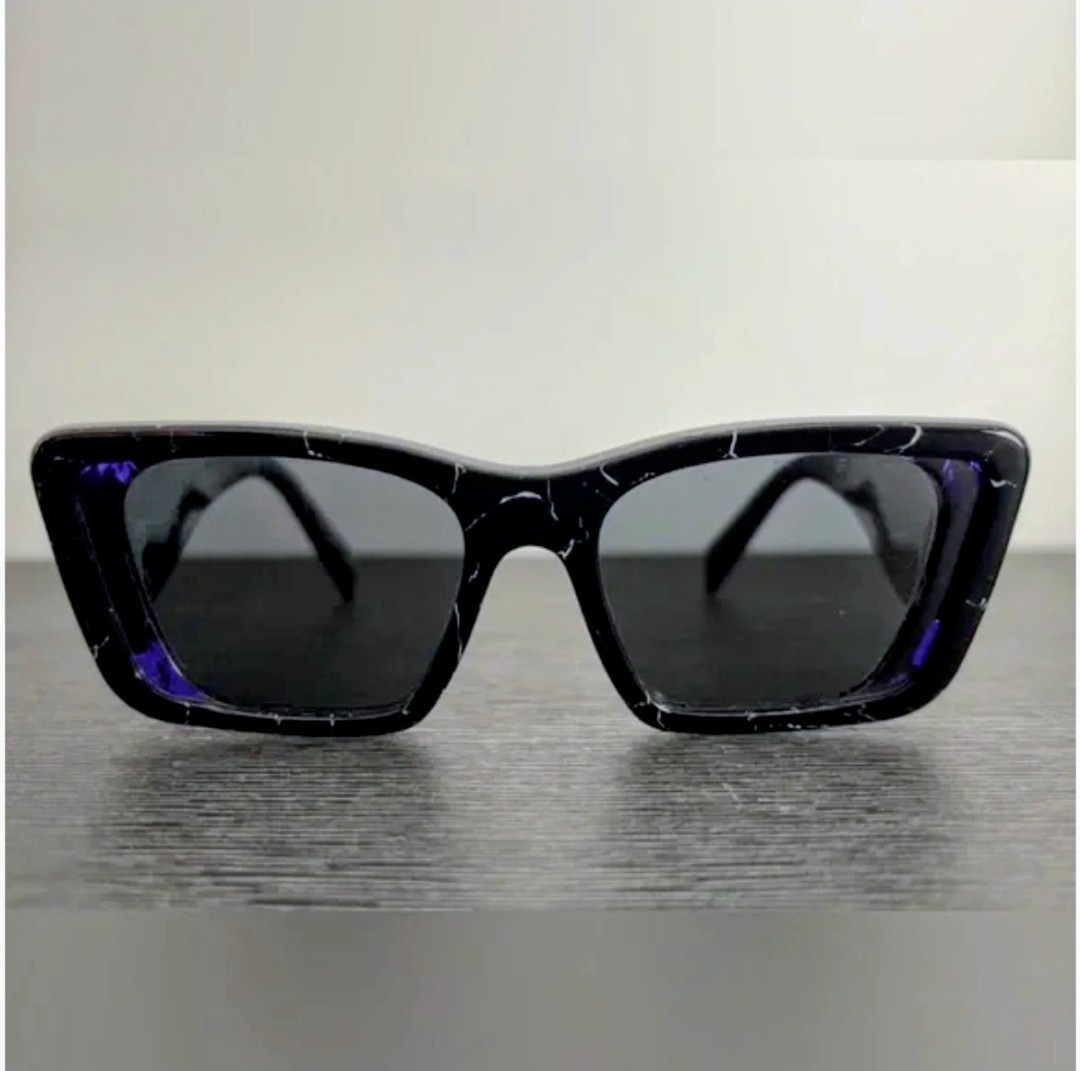 Prada SPR06Y Black White Marble Sunglasses Purple Lens 51□18 145