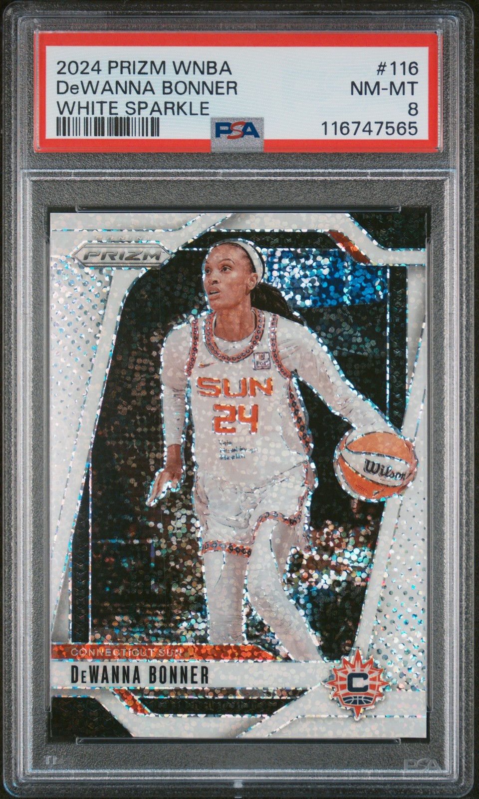 2024 PANINI PRIZM WNBA WHITE SPARKLE #116 DEWANNA BONNER PSA 8