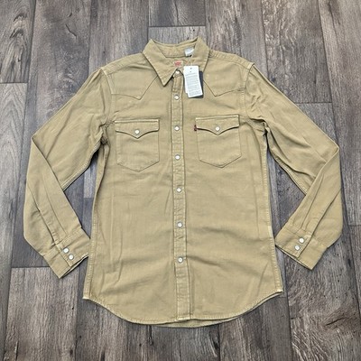Levi s 100% Cotton Ultimate Western Denim Shirt Men s Size S Tan Brown