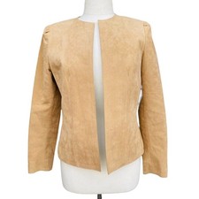 Vintage Jacket ADOLPH SCHUMANN For LILLI ANN Size S Tan Ultra Suede Open Front