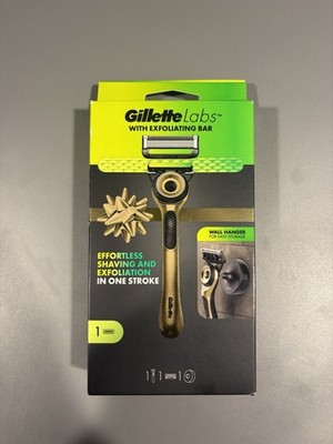 Gillette Labs Herren Champion Gold Edition Rasierer mit Peelingstab Wandhalterung