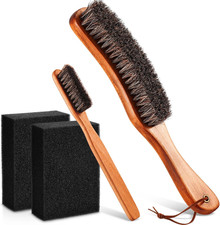 4 Pcs Horsehair Felt Hat Brush Kit with Cleaning Sponge Cowboy Clean Hat Wood Fe