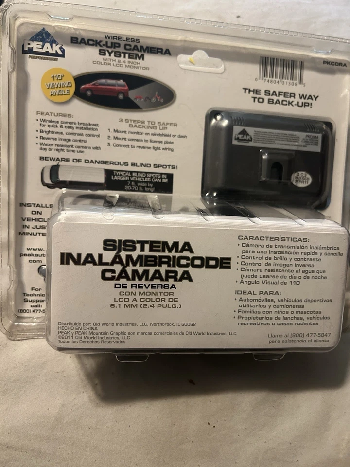 Peak Performance Wireless Back-Up Camera #PKC0RA w 2.4" Color LCD Monitor New! - Image 2 of 4