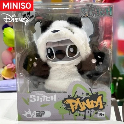 Disney Miniso Stitch Panda Edition Vinyl Figure Movable Collectible Toy Xmas Gif