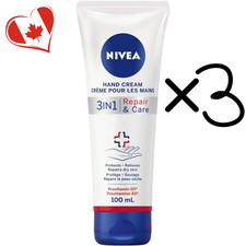 3 Pack NIVEA 3-in-1 Repair Care Hand Cream 100ml Hydrating Moisture