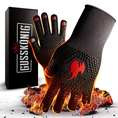 GUSSKÖNIG Grillhandschuhe hitzebeständig bis 800 Grad - feuerfeste Handschuhe aus Aramid