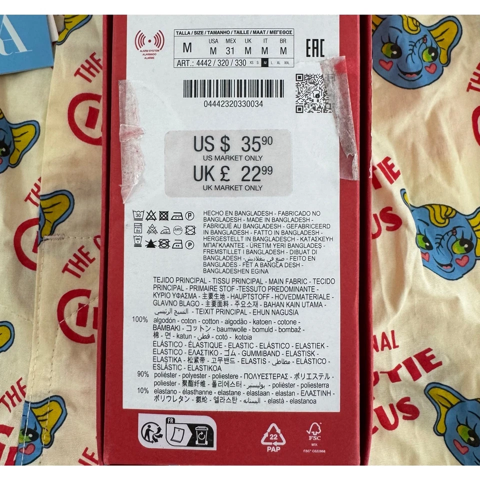 Raro NUEVO Alta Calidad ZARA x Harry Lambert Popelina Boxer Shorts Cutie Circo Med Foto 2 de 4