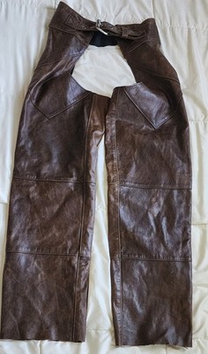 Vintage Harley Davidson Motorcycle Chaps Size Small Brown Leather
