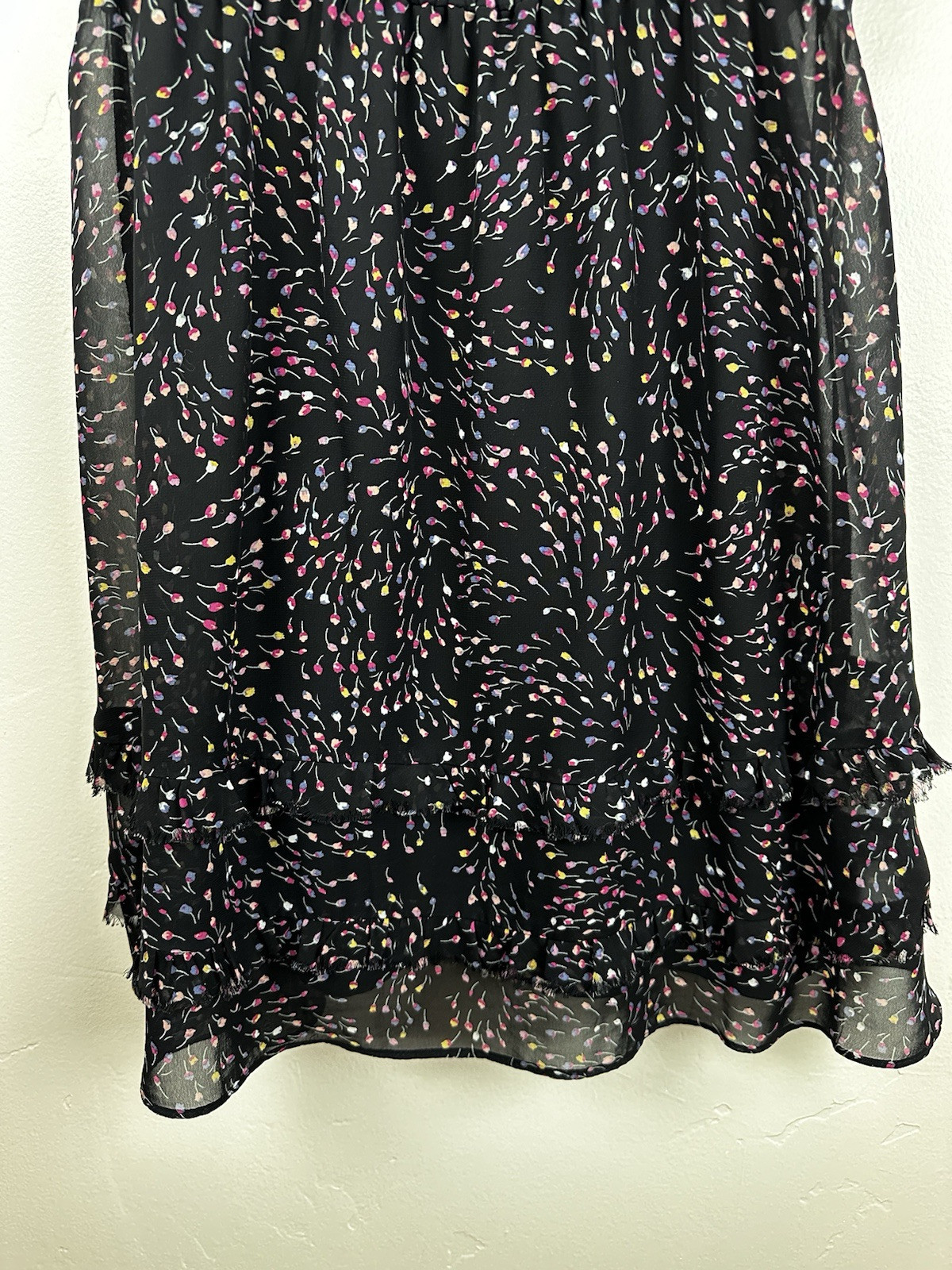 Motherhood Maternity Women Dress Size M Black Floral Tulip Cap Sleeve Tiered — image 5