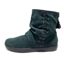 Hotter Pixie Boots Size 9 UK Green Suede Ankle Boot Warm Lined 