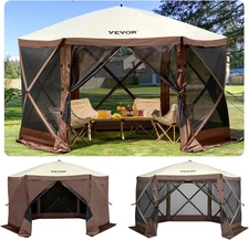 12 * 12Ft 6 Sided Pop-Up Canopy Shelter Tent with Mesh Windows, Portable Carry B