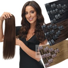 Extra Thick Double Wefts Clip In Real Human Remy Hair Extensions 8Pcs Full Head