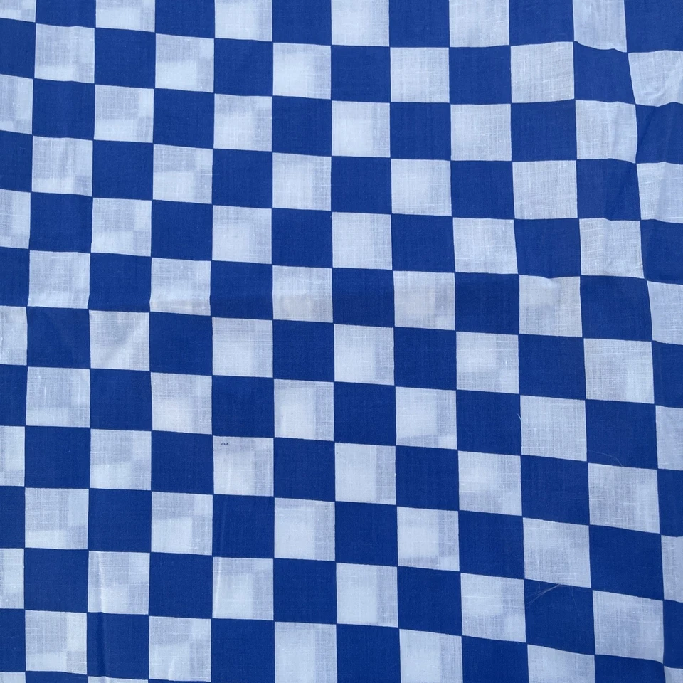 Tecido de algodão com estampa de poliéster quadrado de corrida azul branco algodão 70” x 58” - Imagem 2 de 4