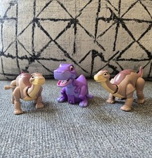 3 pc Vintage Land Before Time Wind Up Toy Burger King Little Foot x2 Chomper