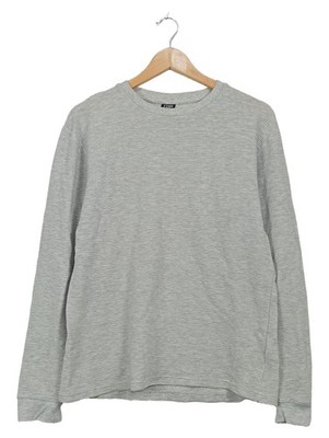FSBN Herren Langarmshirt Gr. M Grau Gestreift Baumwolle Basic