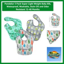 3 Count Toddler Bib Set - Stylish Waterproof  Odor Resistant for Ages 12-48