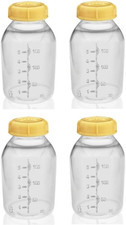 Breast Milk Collection Storage Feeding Bottle W/Lid 5 Oz/ 150 Ml X4
