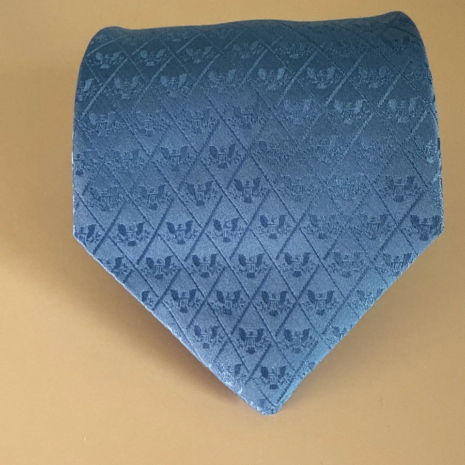 Corbata Ann Hand Liberty Eagle vintage años 90 - 100 % seda francesa - jacquard azul Foto 4 de 4