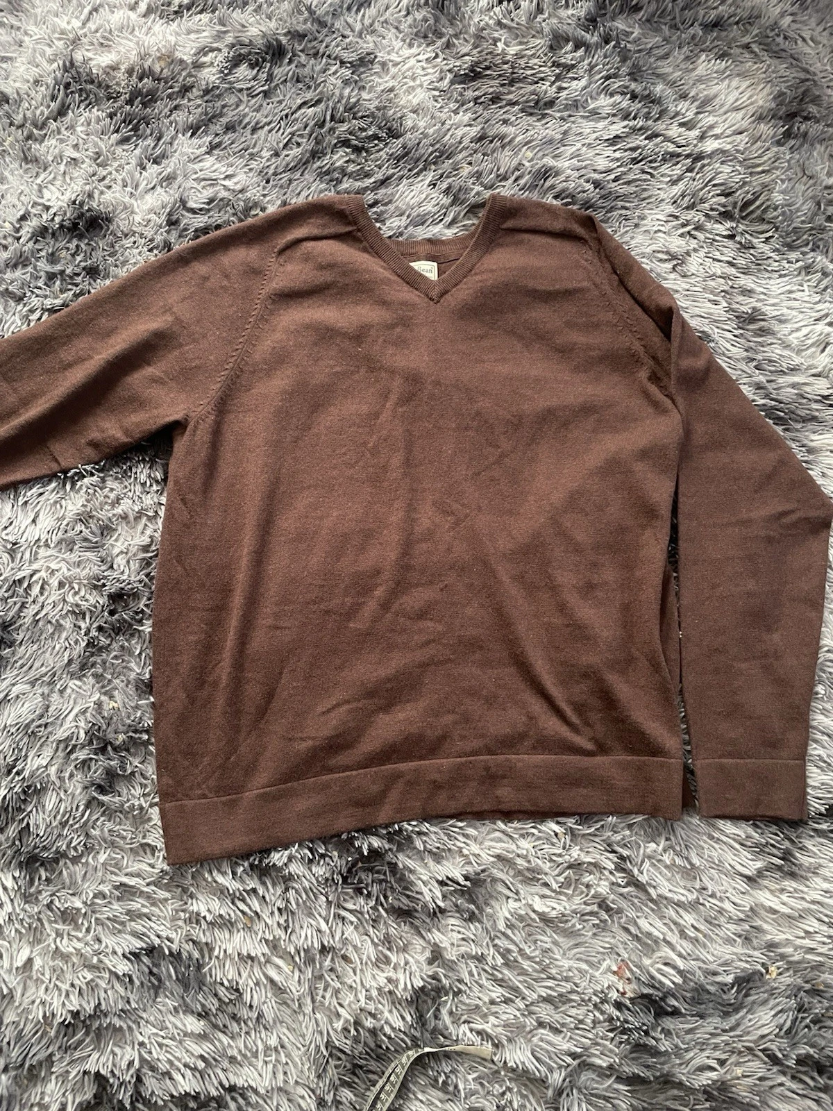 L. L. Bean Mens V-Neck Sweater Cotton Cashmere Blend Brown XL