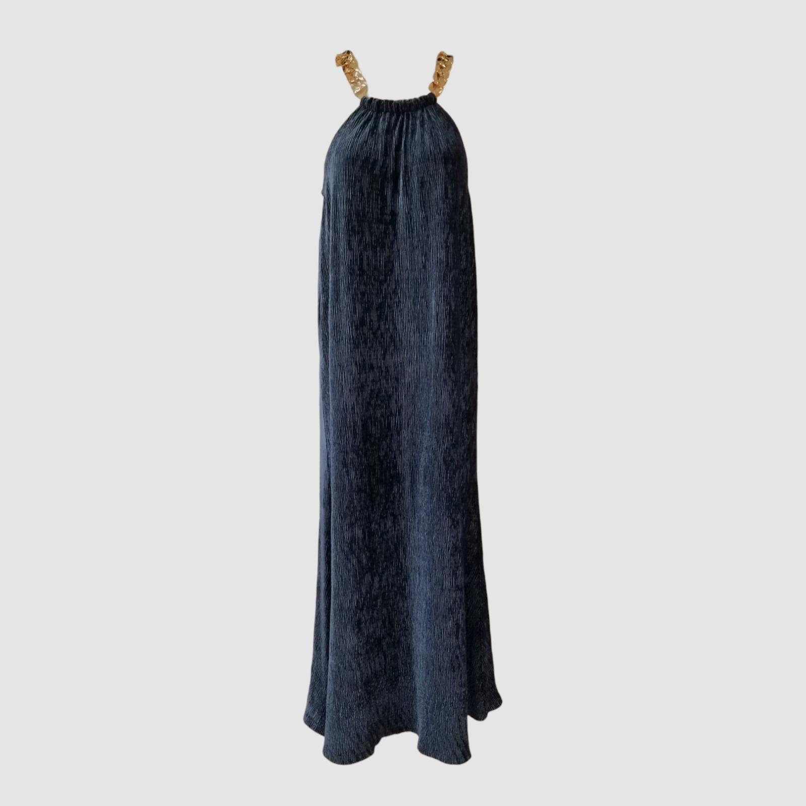 $650 Bronx And Banco Women's Blue Cleopatra Sleeveless Silk Velvet Dress Size L