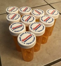 Ten 10 Empty Rx Prescription Pill Bottles Amber Storage Crafts Coins Fishing