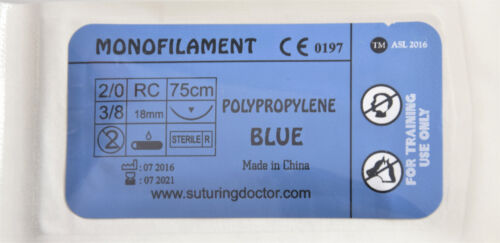 2-0 3-0 4-0 5-0 6-0 POLYPROPYLENE 75cm SUTURES 18mm TRAINING USE 12pcs BRAND NEW - Picture 1 of 9