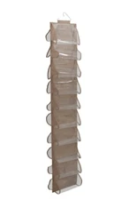 Household Essentials 20-Pocket Closet Hooks Hanging Shoe Organizer, Latte NEW