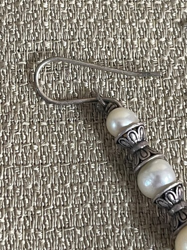 Faux Pearl Tridrop Earrings Vintage - Picture 10 of 12