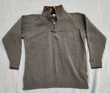 Columbia Mens XL 1/4 Zip Sweater Brown Cotton Knit Ribbed Collar Casual Pullover