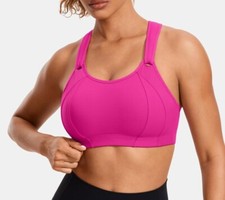 SYROKAN Women's Sports Bra Front Adjustable High Impact Support Padded Wireless