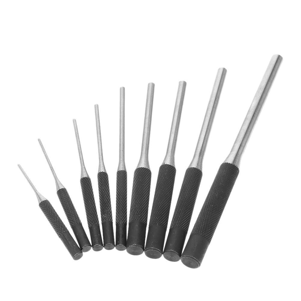 9pcs Multi Size Round Head Pins Set Punch Steel Grip Roll Pins Punch