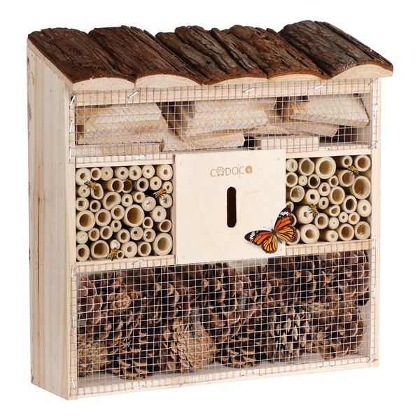 Cadoca® Insektenhotel Insektenhaus Bienenhotel Holz Nisthilfe Garten Bienen-image