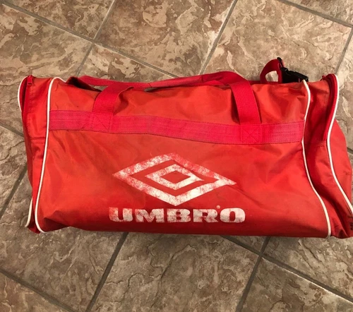 Umbro duffle large bag in red w/Lighting stiches pach on