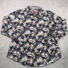 Robert Graham Shirt Mens L Classic Fit Watercolor Floral Multi Flip Cuffs