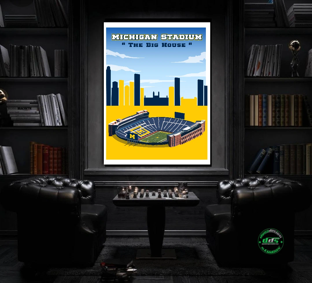 Michigan Stadium Wolverines Fan Mancave Poster